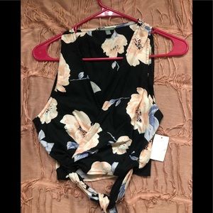 Floral wrap crop top